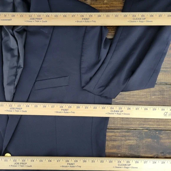 Chaps Men's Sport Coat Blazer Gold Two Button Deep Navy Twill Poly Wool Size 46L